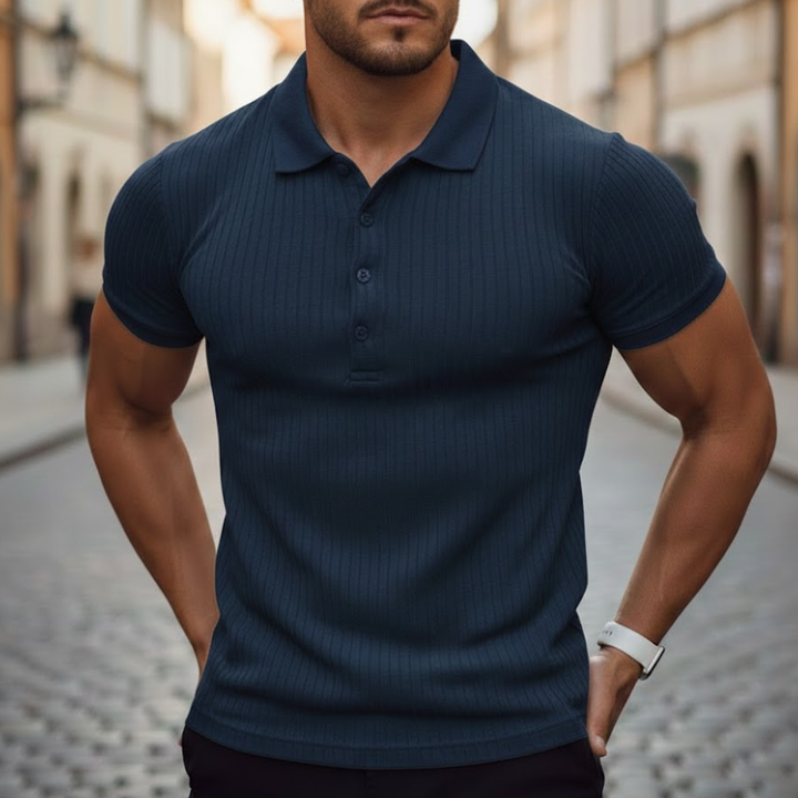 Comfortable men's everyday polo shirt, slim fit & short sleeve. Great for casual outfits and fitness.