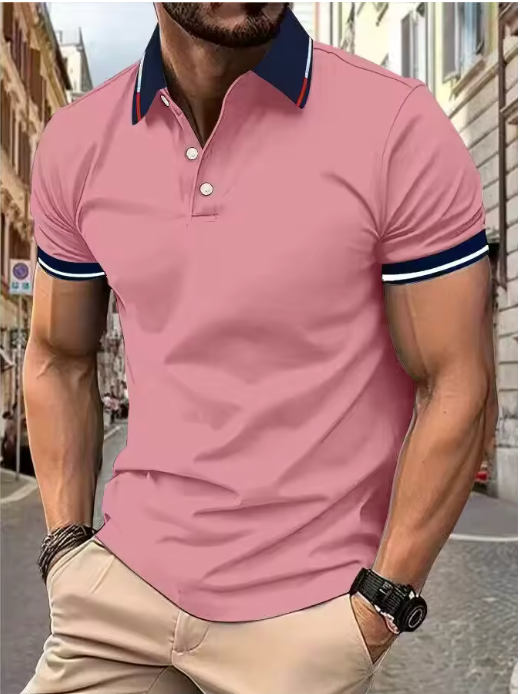 Stylish men's slim fit short sleeve polo, perfect for casual outings, summer events, or everyday comfort.