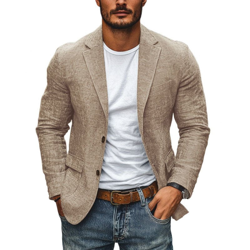 Stylish men's slim fit blazer, perfect single-breasted jacket for wedding attire or formal events.