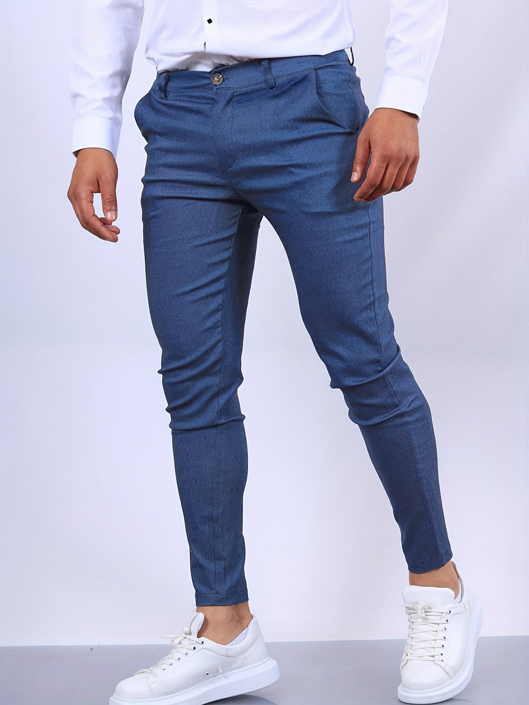 Men's slim fit stretch chino trousers, ideal for smart casual or everyday wear. Comfortable and stylish twill pants.