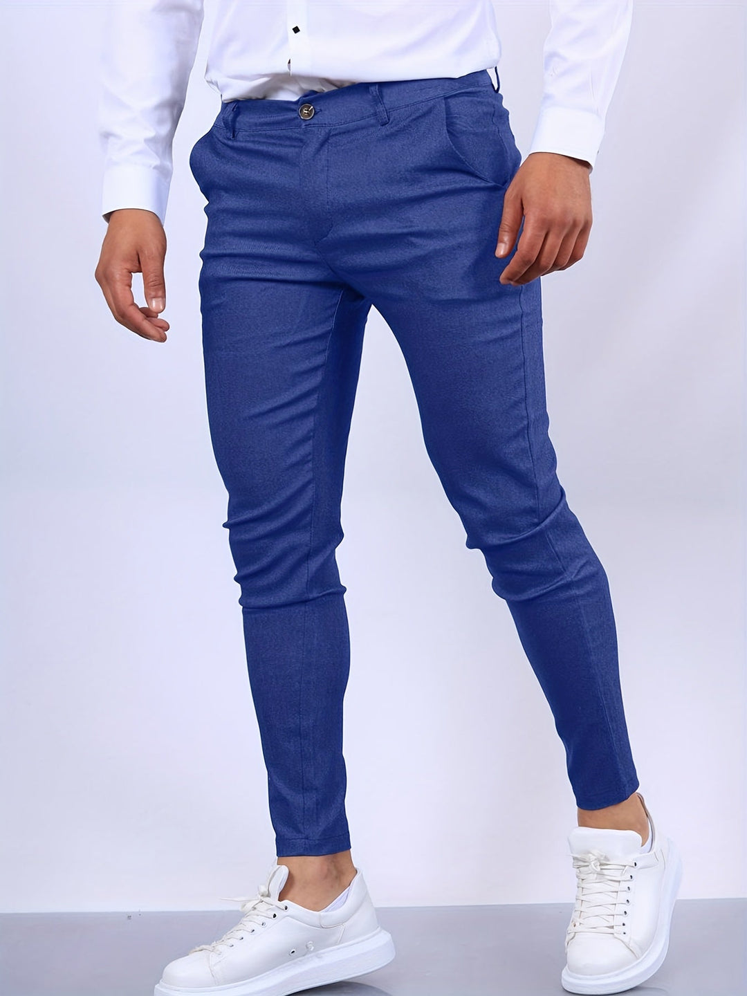 Men's slim fit stretch chinos for office, casual, or smart casual wear. Comfortable and versatile everyday trousers.