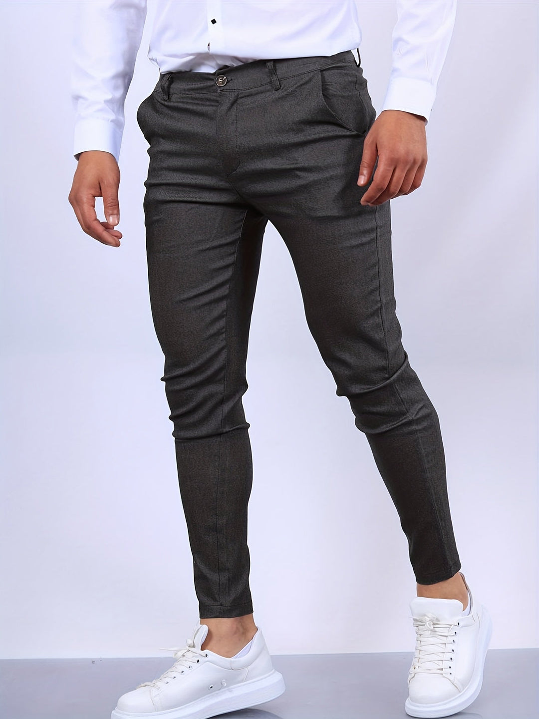 Slim fit stretch men's chino trousers, offering comfort and style for any casual or smart outfit.