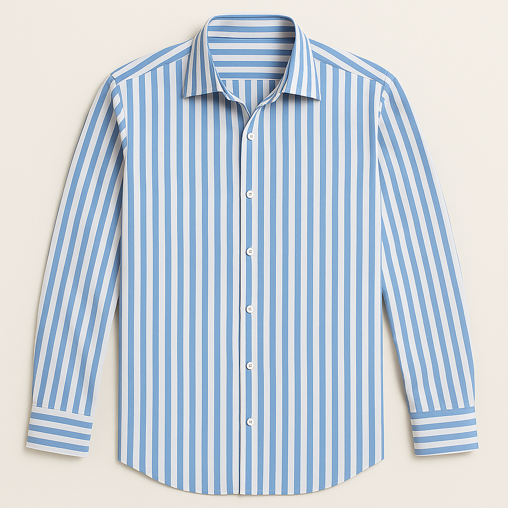 Effortless smart casual men's striped polo. This collared shirt is a comfortable and stylish top for men.