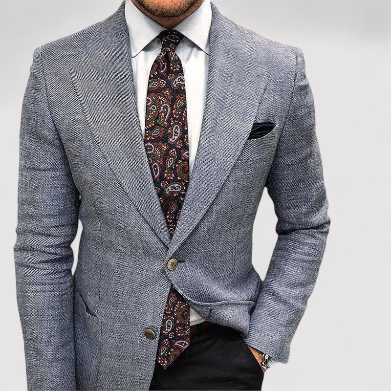 Classic men's tailored slim fit blazer. Perfect for formal events, business attire, or smart casual fashion.