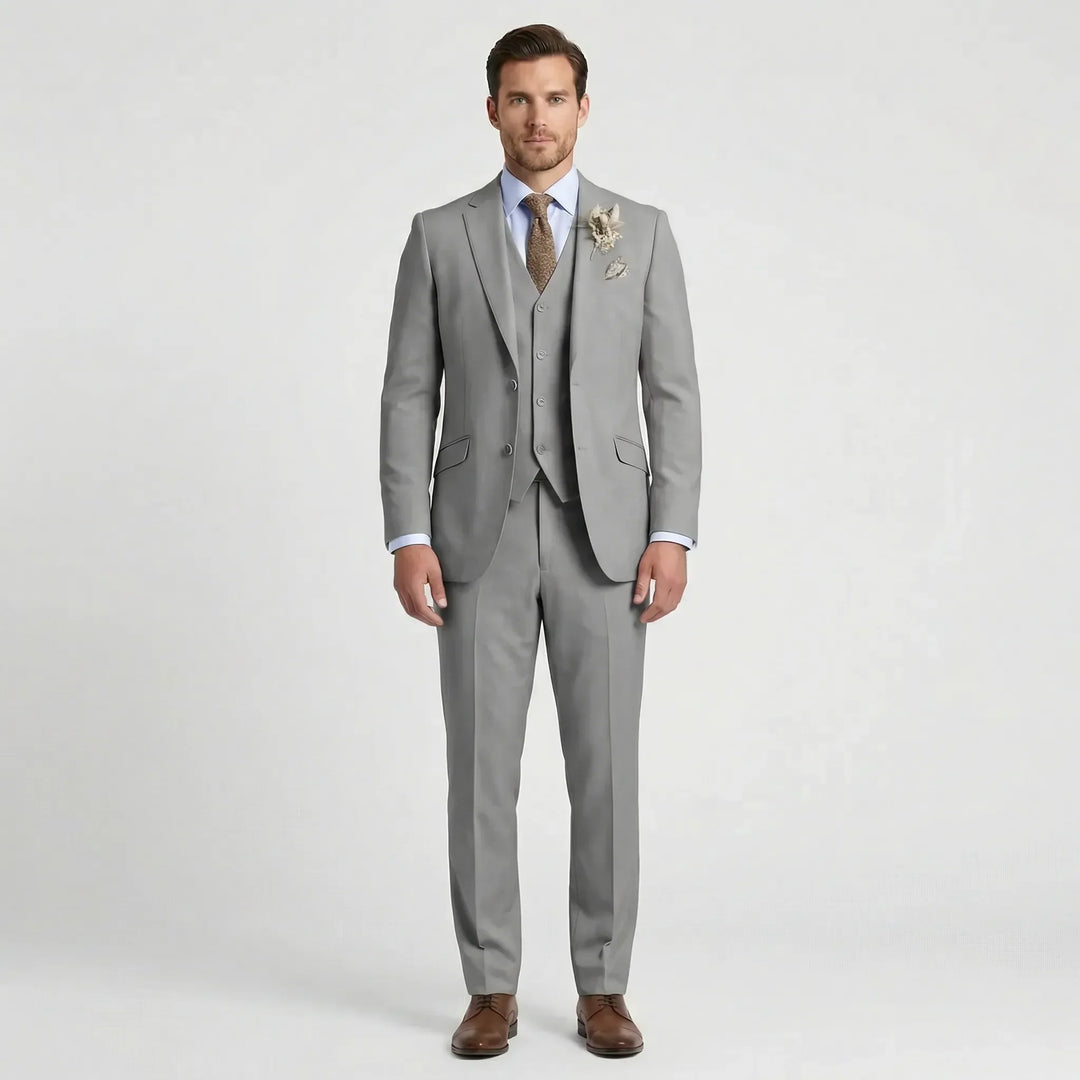 Alessio men's slim fit three-piece suit. Elegant formal wear for business, weddings & party occasions.