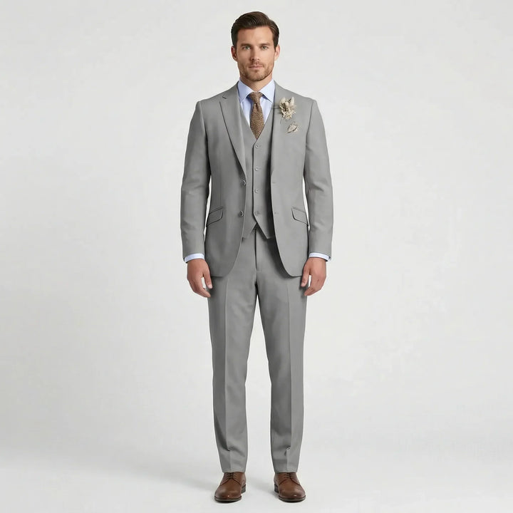 Alessio men's slim fit three-piece suit. Elegant formal wear for business, weddings & party occasions.