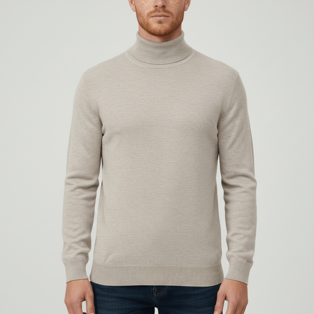 Everyday men's slim-fit turtleneck sweater. A comfortable, warm top for versatile casual style.