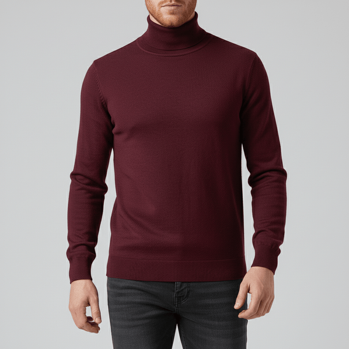 High-quality men's slim-fit turtleneck, a durable and warm basic sweater for winter wear.