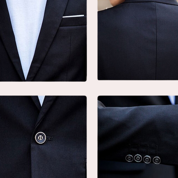 Men's two-piece slim fit suit, includes tailored blazer & matching trousers. Versatile for formal, business & wedding.