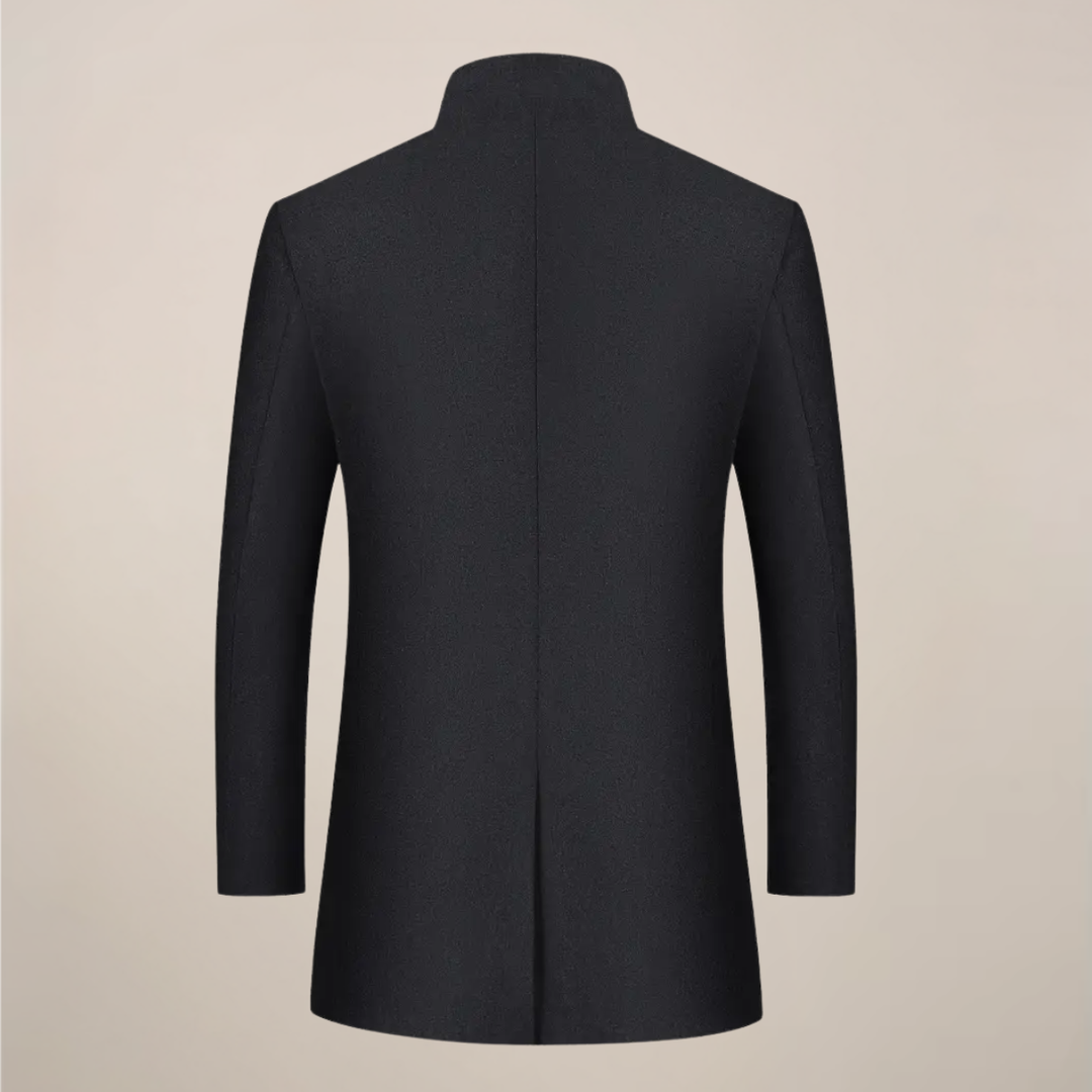 Warm men's slim fit trench coat, ideal for winter outerwear, combining smart casual & formal men's fashion.