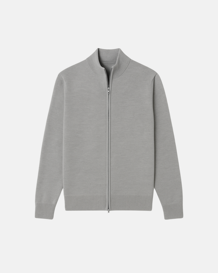 Men's slim fit zip jacket with stylish stand-up collar. Modern outerwear, perfect for casual everyday wear.