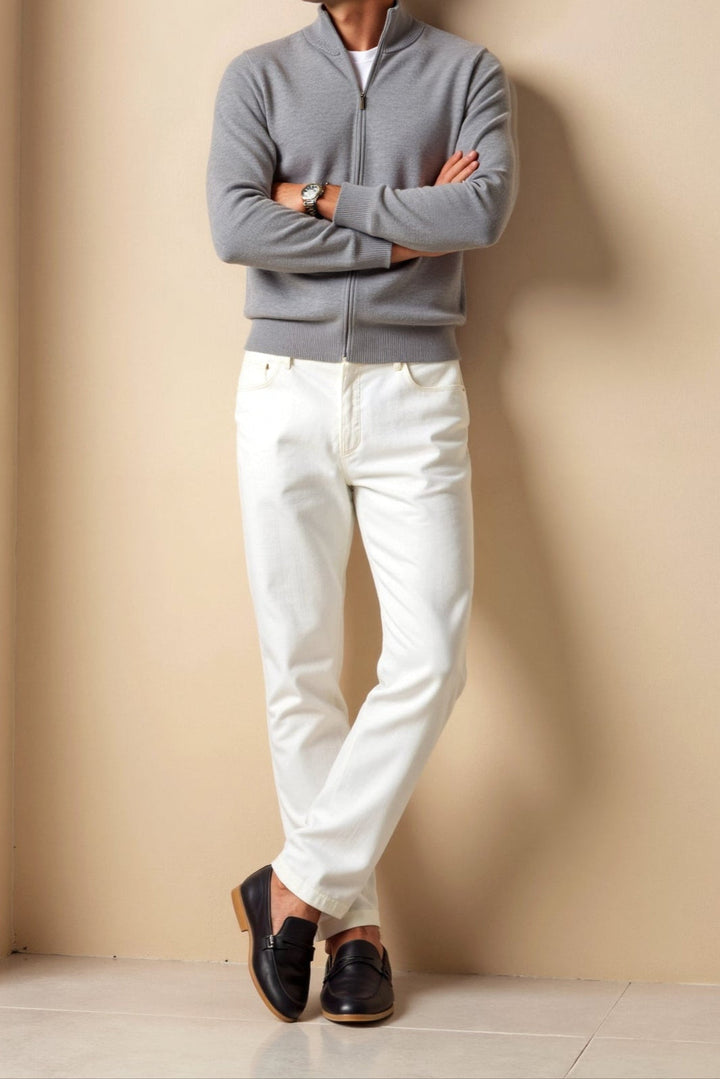 Versatile men's slim fit zip jacket. Stand-up collar and modern design for everyday casual outerwear.