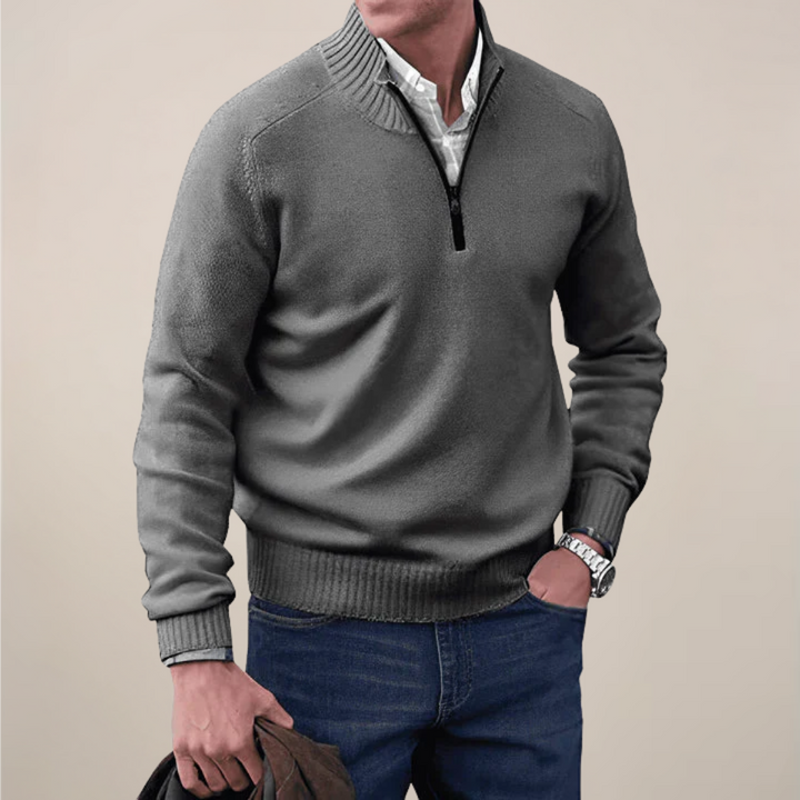 Men's smart casual half-zip sweater, perfect for versatile layering and everyday style.