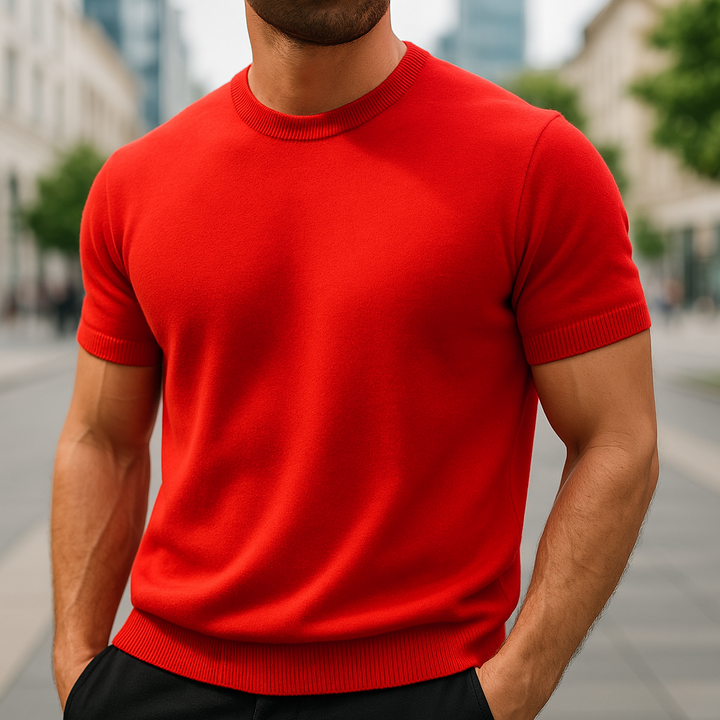Tailored fit men's knit t-shirt. Soft & comfortable, perfect for smart casual or everyday versatile style.