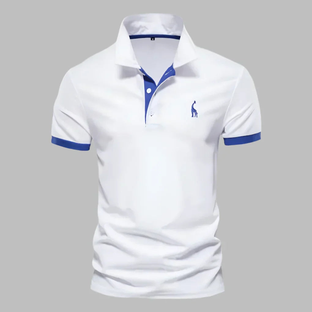 Men's smart casual polo shirt with short sleeves & stylish contrast trim for versatile everyday wear.