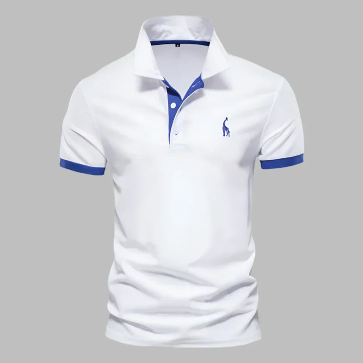 Men's smart casual polo shirt with short sleeves & stylish contrast trim for versatile everyday wear.