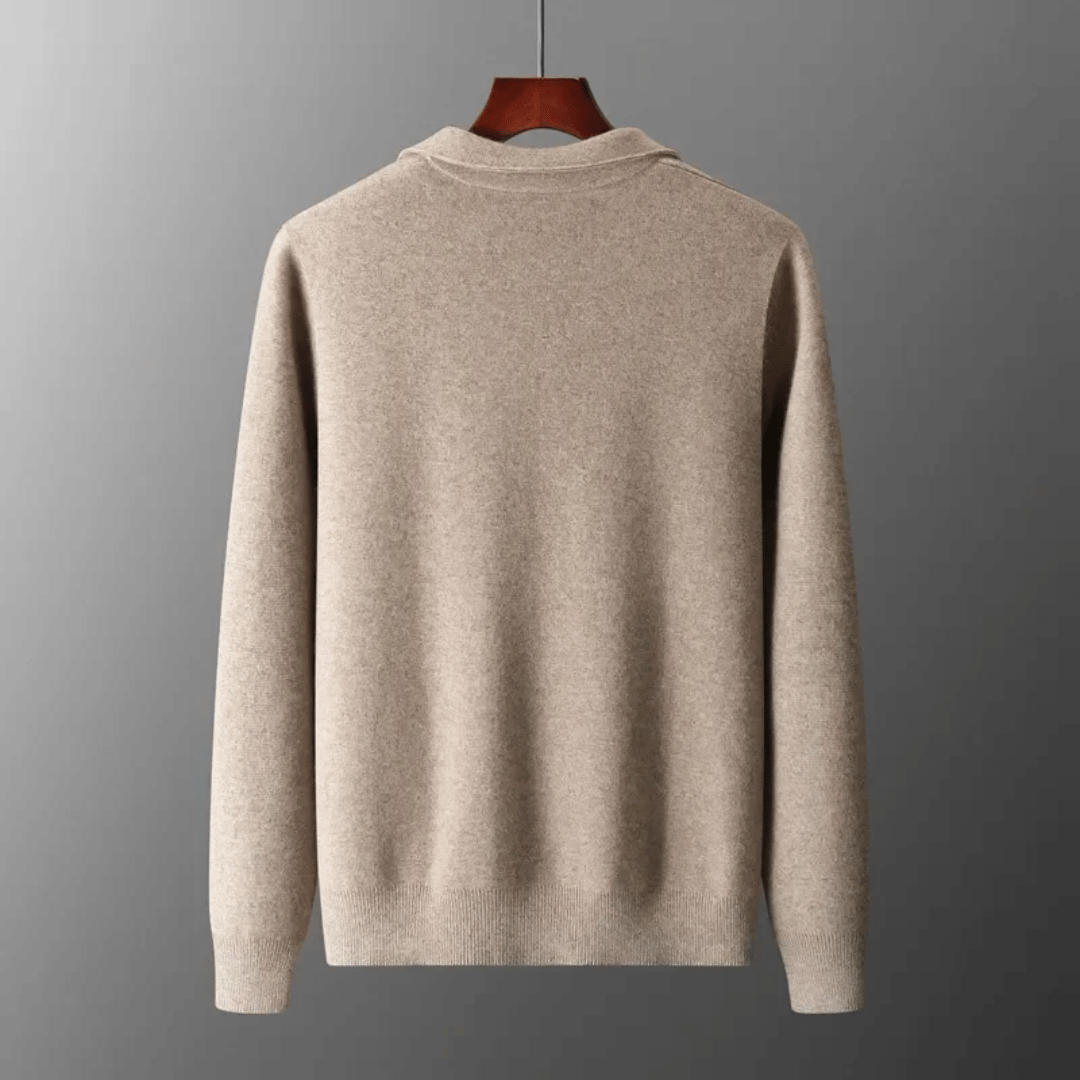 Stylish men's zip-up knit cardigan, a comfortable and versatile smart casual layering piece for any occasion.