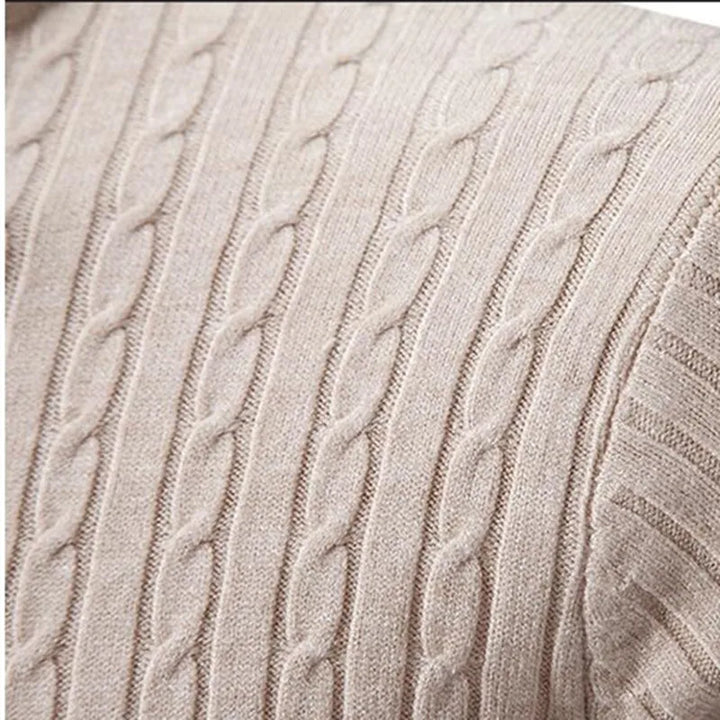 High-quality men's ribbed turtleneck sweater, soft knit & tailored fit. Durable for fall & winter fashion.