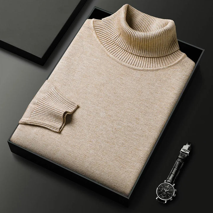 Men's sophisticated comfort turtleneck sweater, long sleeve, versatile classic fashion.
