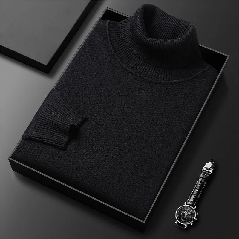Men's incredibly comfortable turtleneck sweater, long sleeve, in a sophisticated classic design.