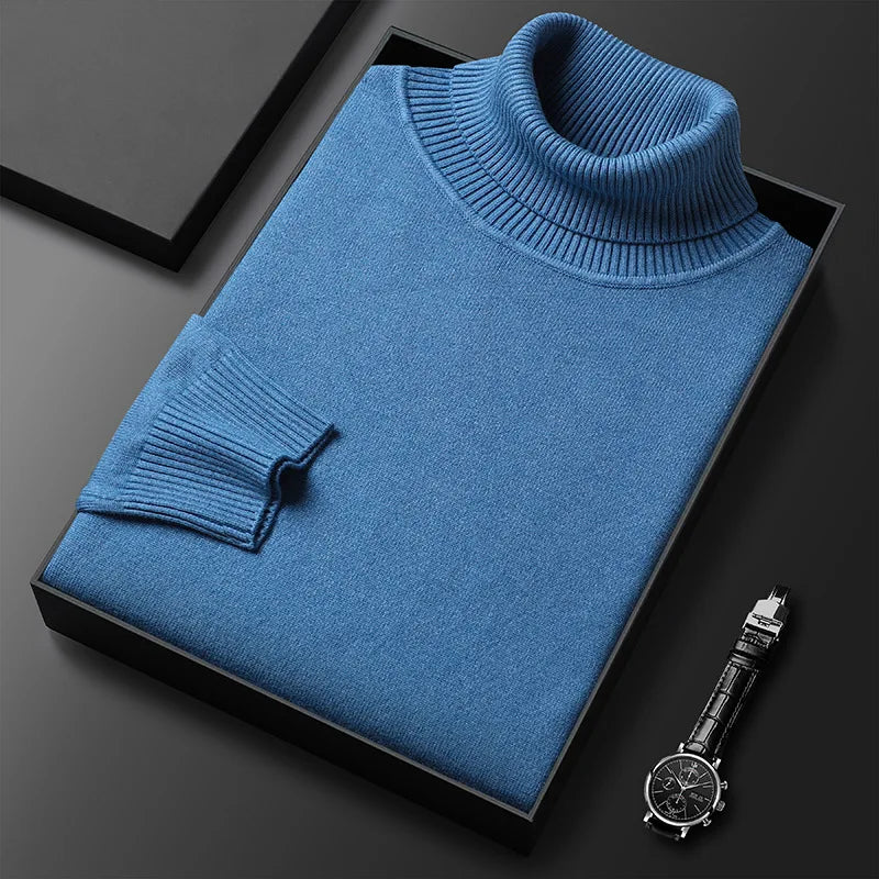 Sophisticated men's classic turtleneck sweater, versatile long sleeve design for everyday fashion.