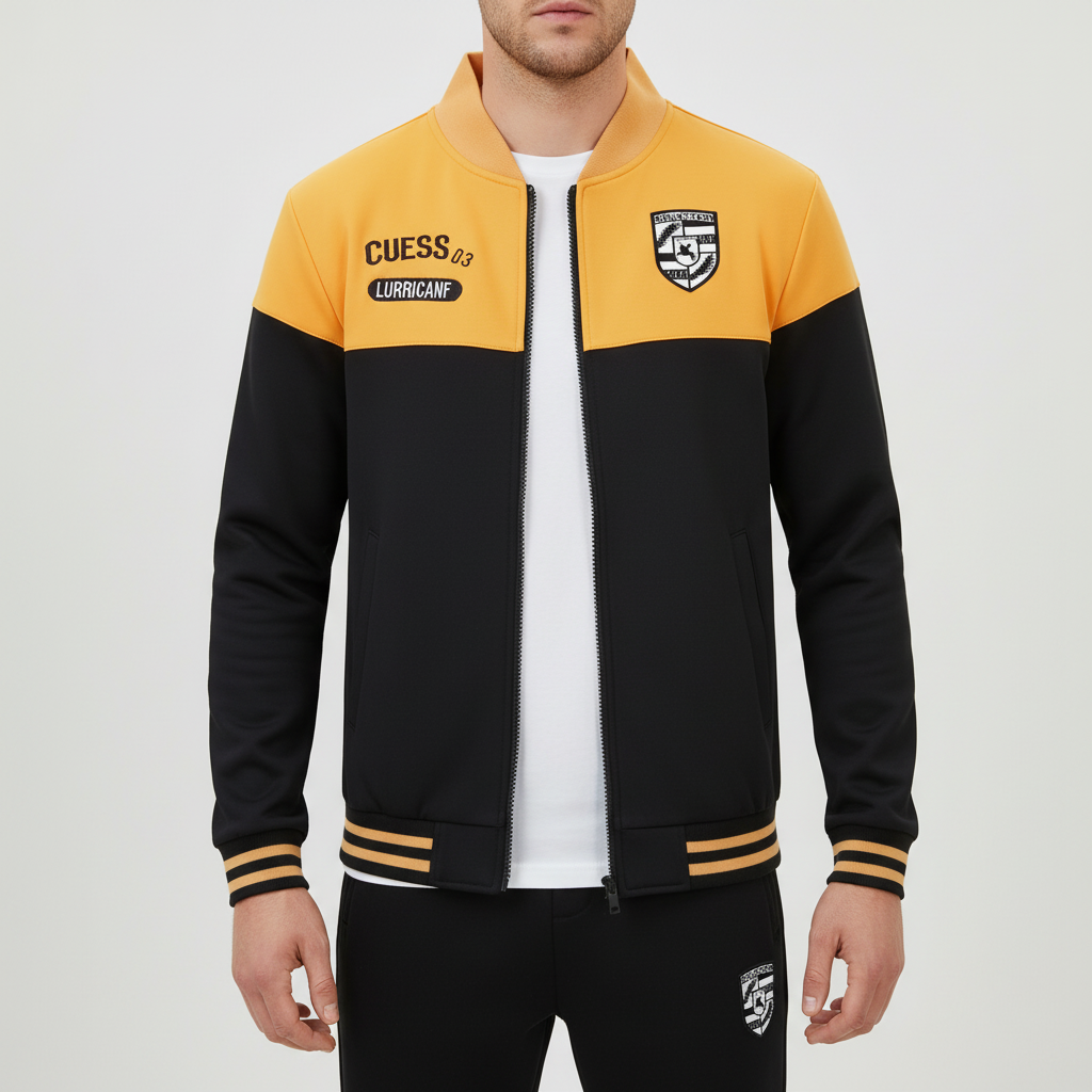 Comfortable men's athletic baseball tracksuit set, soft fabric for sporty fashion & active wear.