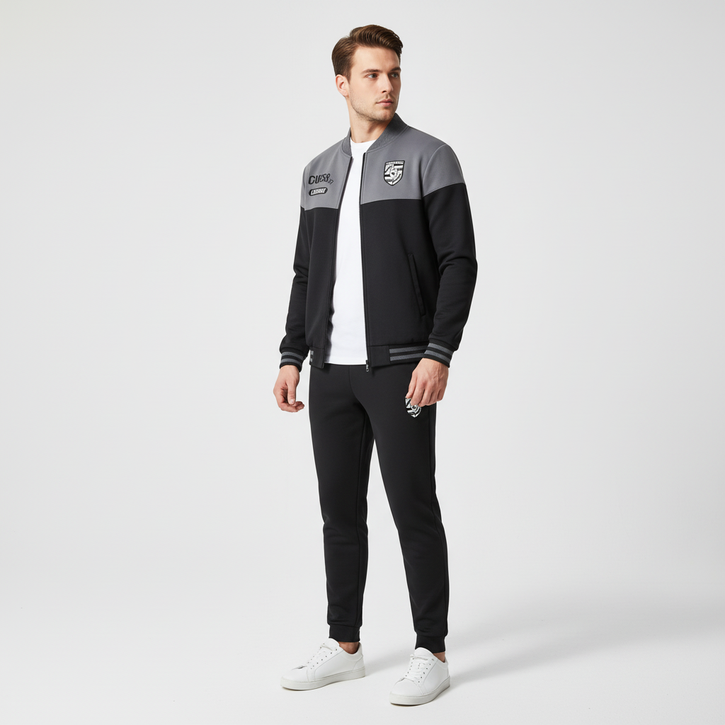 Classic baseball style men's tracksuit, a sporty two-piece activewear set for all activities.