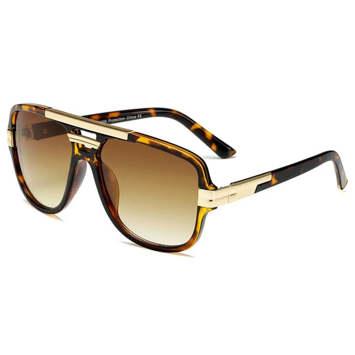 Stylish men's square aviator sunglasses with gradient UV400 lenses, providing excellent eye protection.