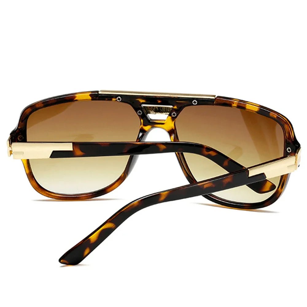 Men's fashion square aviator sunglasses with gradient UV400 lenses for superior sun protection.