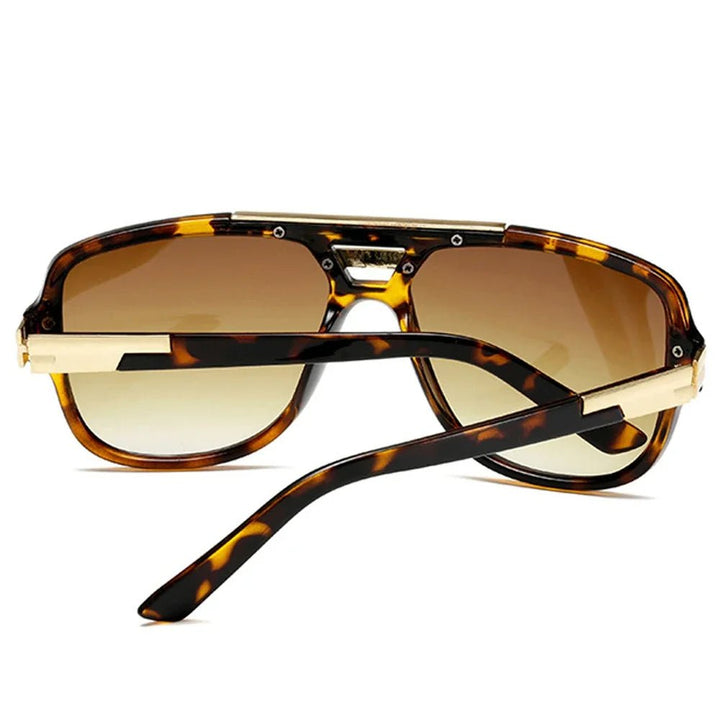 Men's fashion square aviator sunglasses with gradient UV400 lenses for superior sun protection.