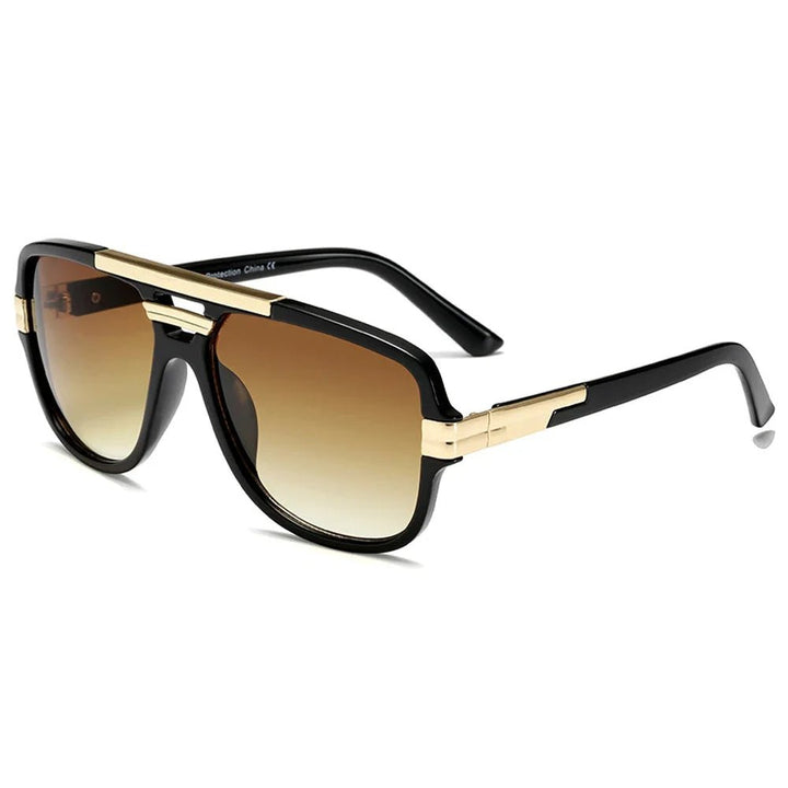 Modern men's square aviator sunglasses, gradient lenses & durable acetate frames for UV400 eye protection.