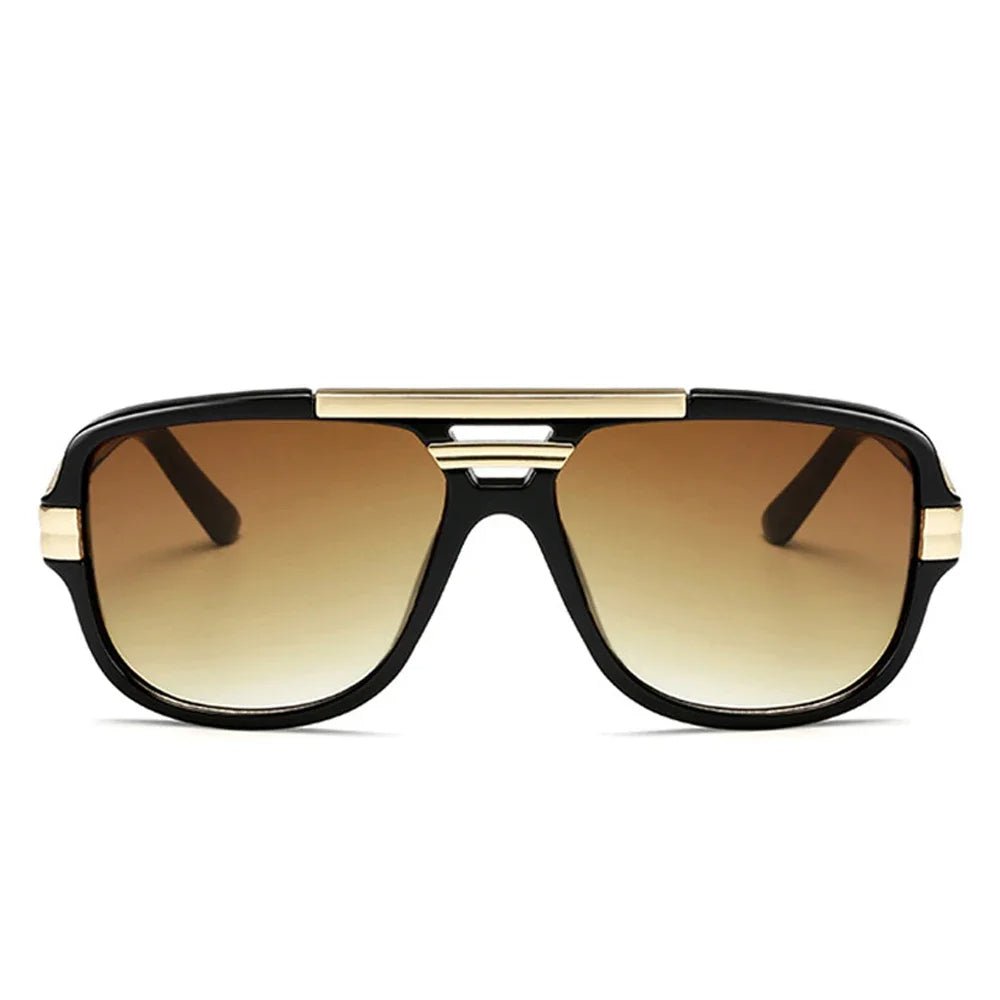 Acetate men's square aviator sunglasses with gradient UV400 lenses; stylish sun protection eyewear.