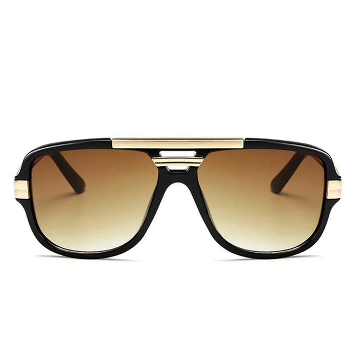 Acetate men's square aviator sunglasses with gradient UV400 lenses; stylish sun protection eyewear.