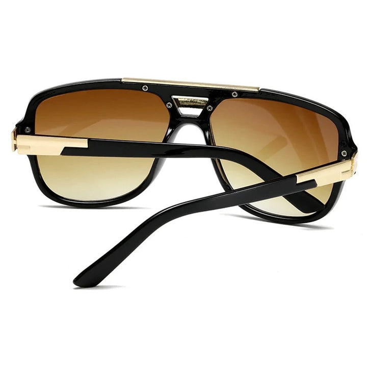 Elegant men's square aviator sunglasses, gradient UV400 lenses & premium acetate frames.