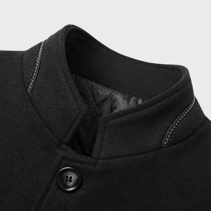 Back view of men's professional business coat, showcasing its tailored fit and modern elegant design.