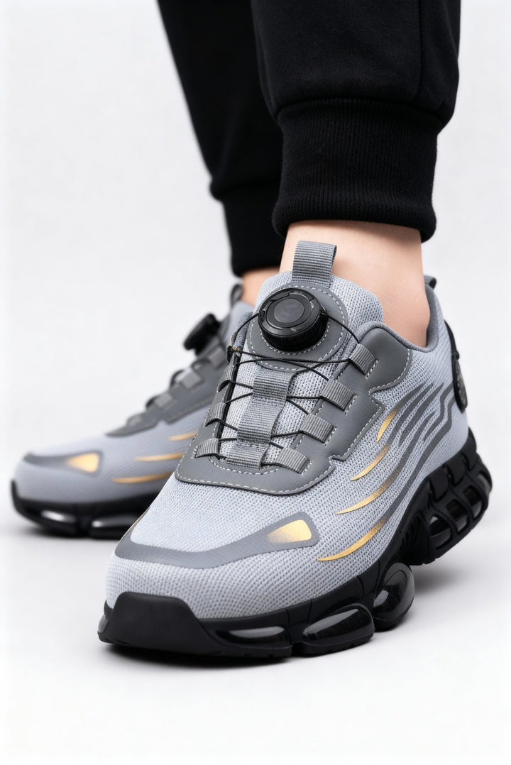 Men's safety work shoes, providing steel toe protection, comfort, and non-slip grip.