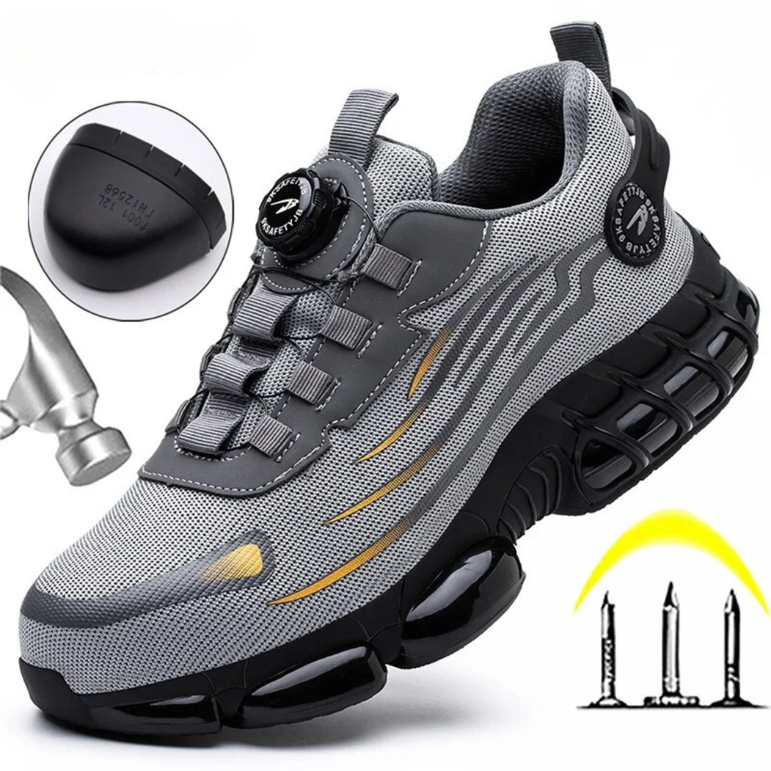 Men's protective footwear, steel toe, non-slip, and durable for demanding work environments.