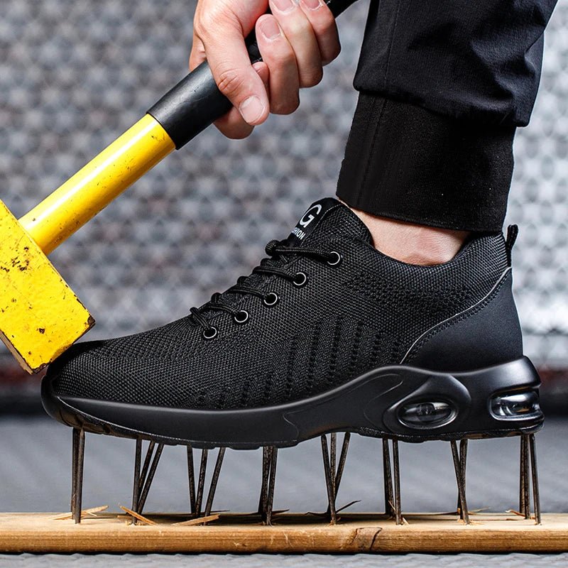Indestructible men's work boots, slip-resistant and comfortable, offering protective footwear for tough jobs.