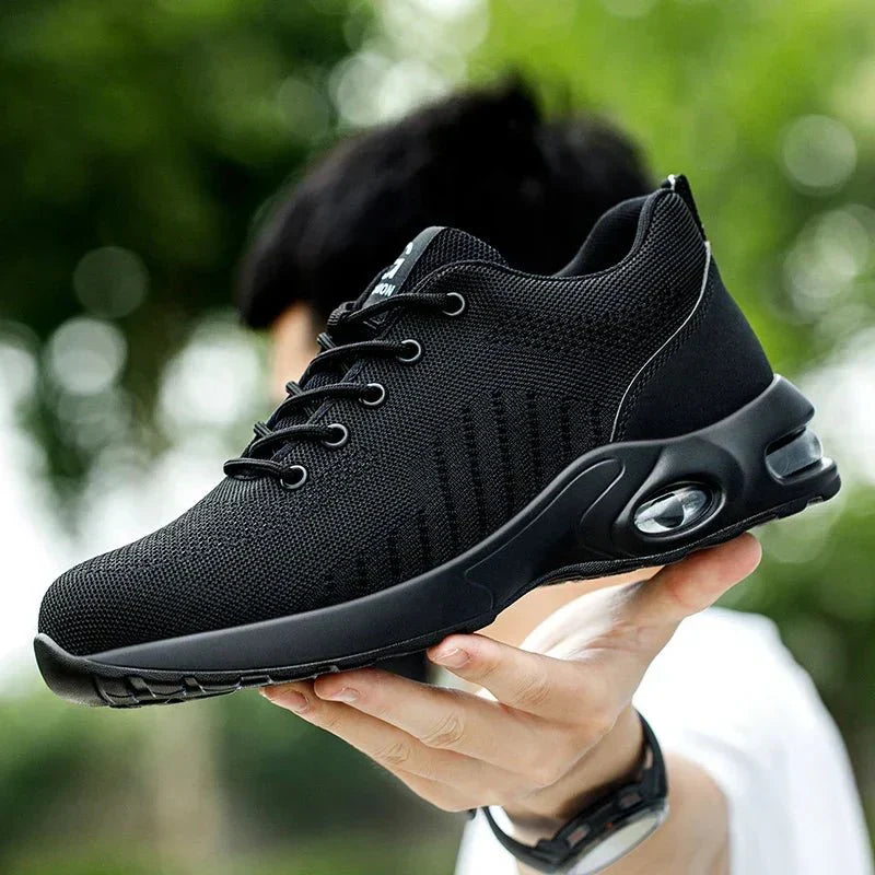 Protective men's steel toe work boots. Comfortable, heavy-duty, and slip-resistant for demanding job sites.