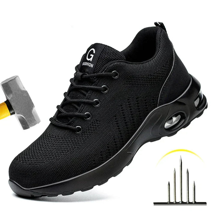 Athletic style men's safety boots with steel toe. Comfortable, durable & slip-resistant for active work.