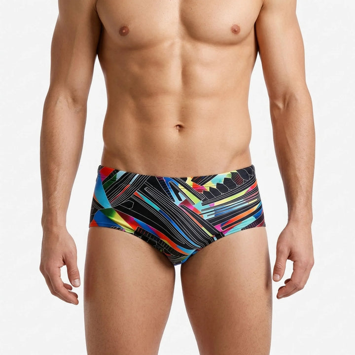 Stylish men's square cut swim shorts, perfect for poolside style, beachwear, and summer essentials.
