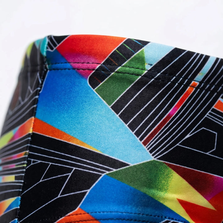 Durable men's swimwear: square cut trunks designed for active performance & various water sports.