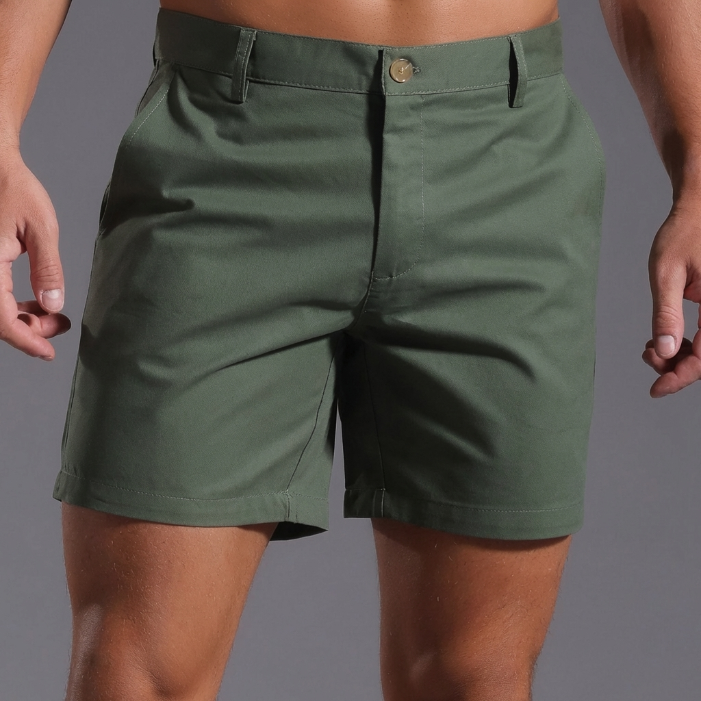 Men's stretch cotton chino shorts, ideal for comfort and versatile casual wear.
