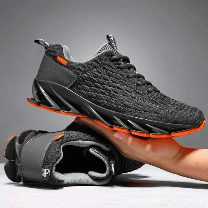 Men's StrideMax comfort walking shoes on-foot, showcasing flexibility & support for an active lifestyle.