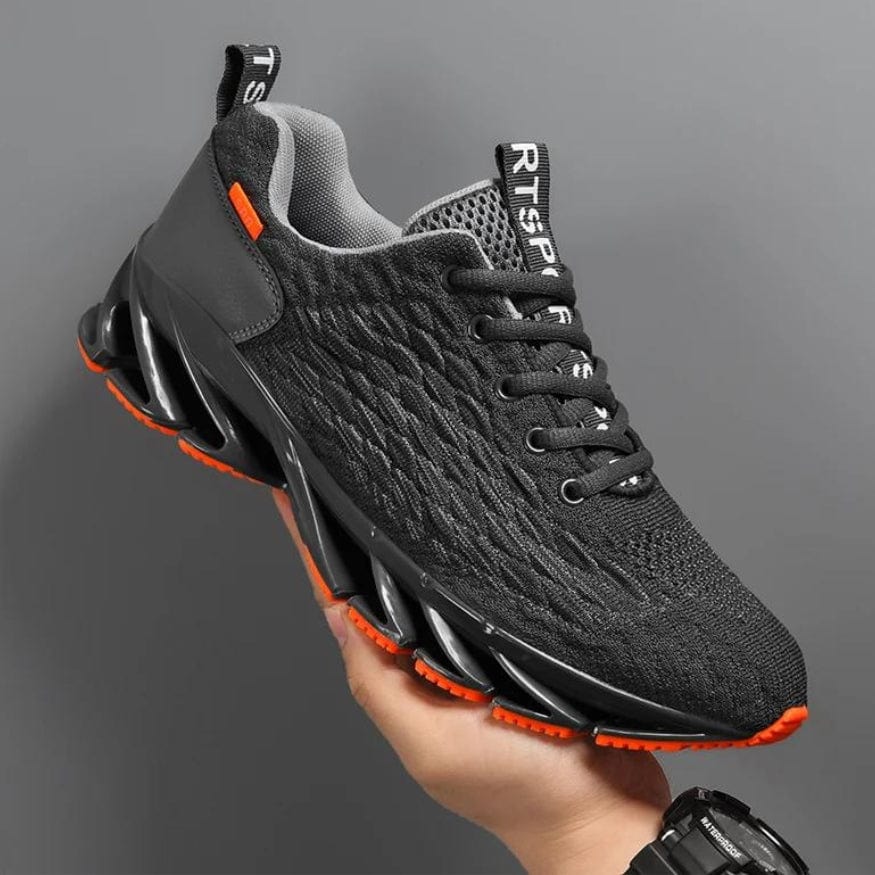 Side view of StrideMax men's supportive walking shoes. Athletic design with comfort features for everyday wear.
