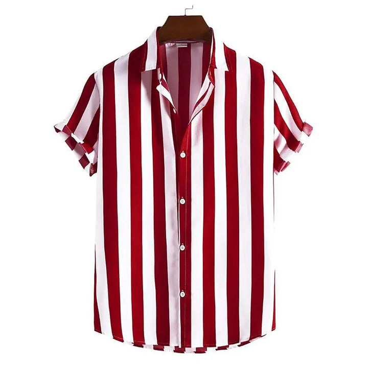 Men's striped relaxed fit polo shirt, ideal for casual summer wear and everyday comfort. A versatile top.