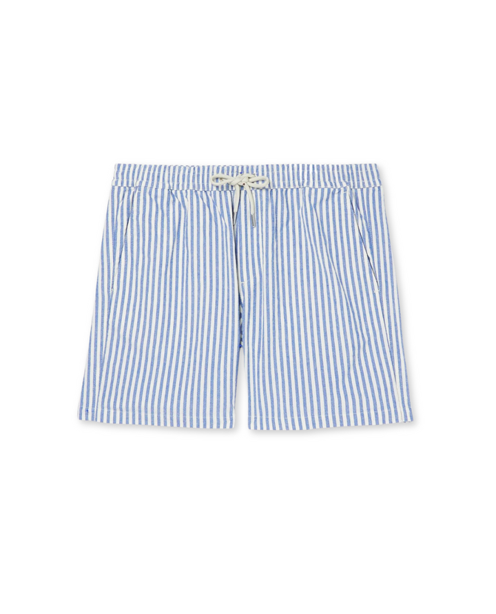 Men's striped summer shorts with elastic waist, relaxed fit, perfect for casual wear & beach vacations.