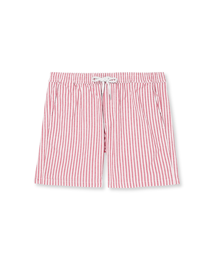 Stylish men's striped shorts for summer fashion, ideal for beach, vacation, or warm weather casual outfits.