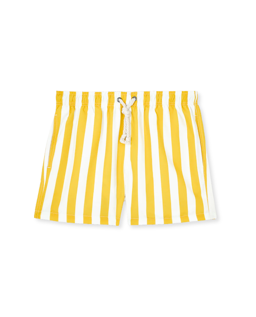 Comfortable men's striped swim shorts featuring an elastic waist & quick-dry fabric. Essential for summer beachwear.