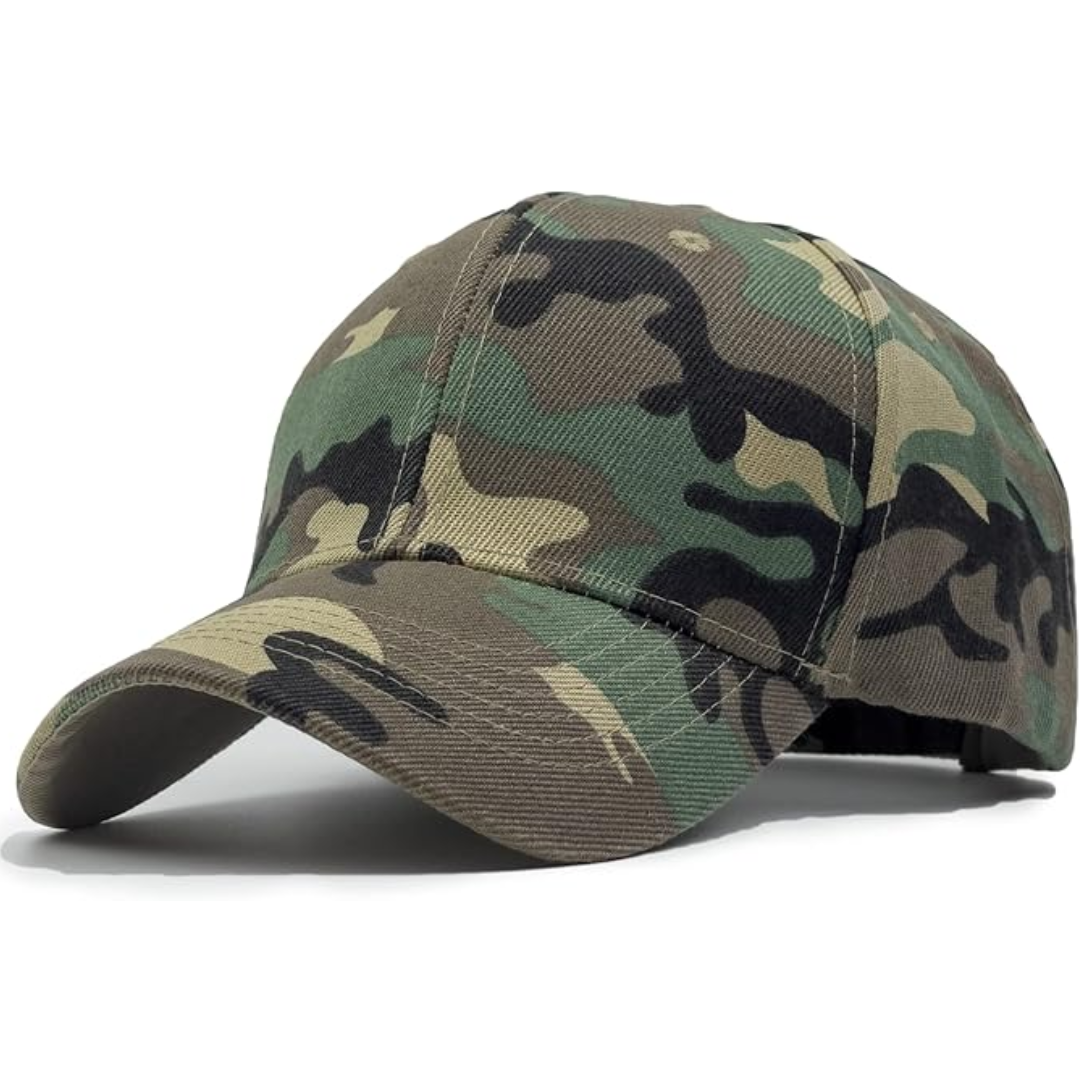 Front view of men's structured adjustable baseball cap, a key piece for men's casual fashion.